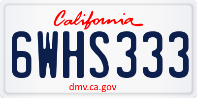 CA license plate 6WHS333