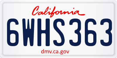 CA license plate 6WHS363