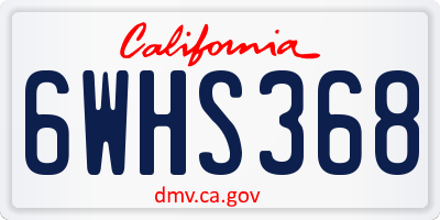 CA license plate 6WHS368