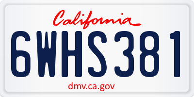 CA license plate 6WHS381