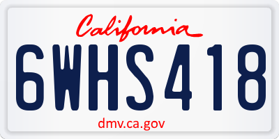 CA license plate 6WHS418