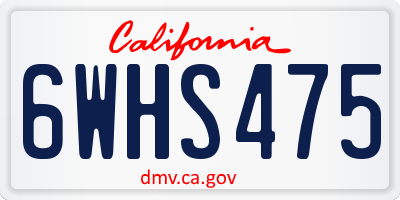 CA license plate 6WHS475