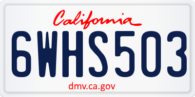 CA license plate 6WHS503