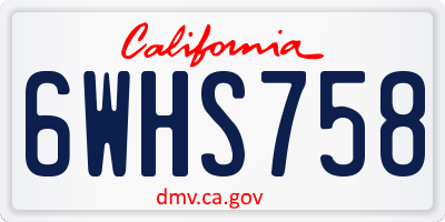 CA license plate 6WHS758