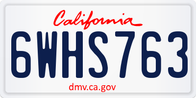 CA license plate 6WHS763