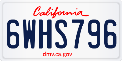CA license plate 6WHS796