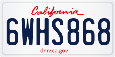 CA license plate 6WHS868