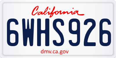 CA license plate 6WHS926