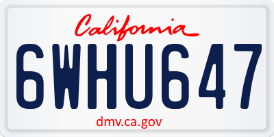 CA license plate 6WHU647