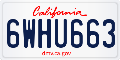 CA license plate 6WHU663