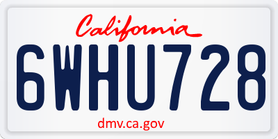 CA license plate 6WHU728