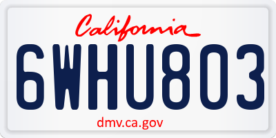CA license plate 6WHU803