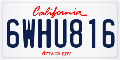 CA license plate 6WHU816