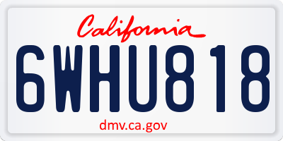 CA license plate 6WHU818