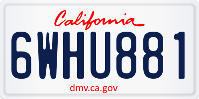 CA license plate 6WHU881