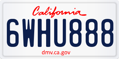 CA license plate 6WHU888