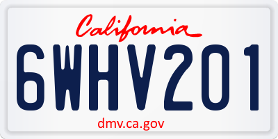 CA license plate 6WHV201