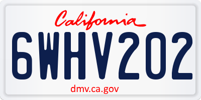 CA license plate 6WHV202