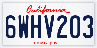 CA license plate 6WHV203
