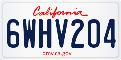 CA license plate 6WHV204