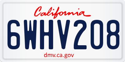 CA license plate 6WHV208