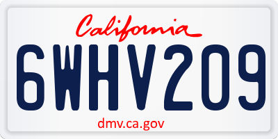 CA license plate 6WHV209