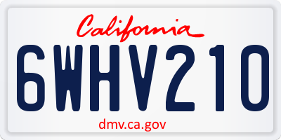 CA license plate 6WHV210