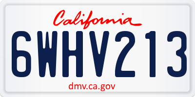 CA license plate 6WHV213