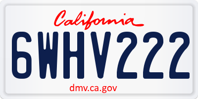 CA license plate 6WHV222