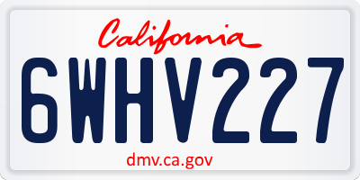 CA license plate 6WHV227