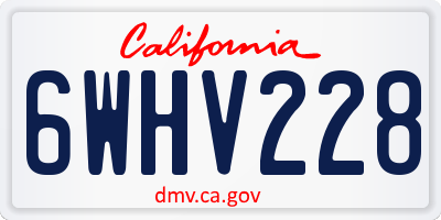 CA license plate 6WHV228