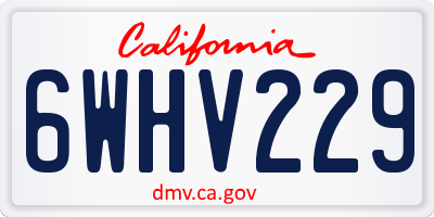 CA license plate 6WHV229