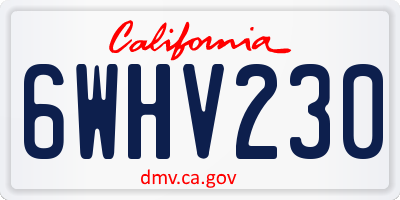 CA license plate 6WHV230