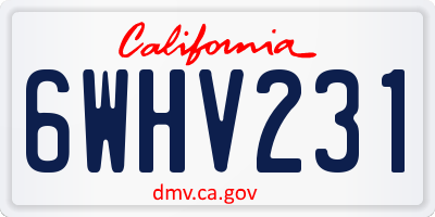 CA license plate 6WHV231