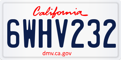 CA license plate 6WHV232