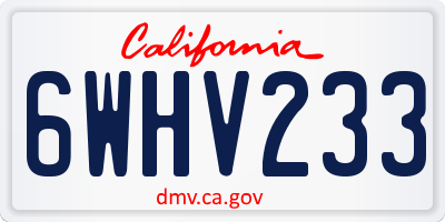 CA license plate 6WHV233