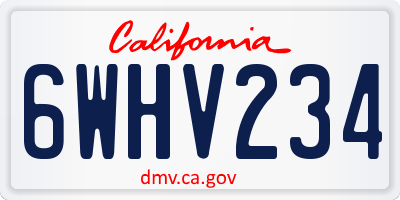CA license plate 6WHV234