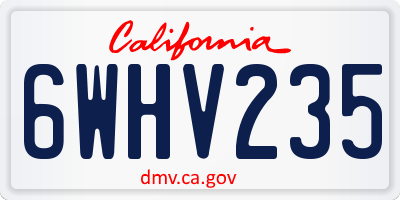 CA license plate 6WHV235