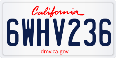 CA license plate 6WHV236
