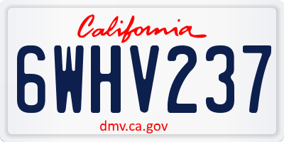 CA license plate 6WHV237