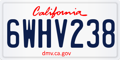 CA license plate 6WHV238