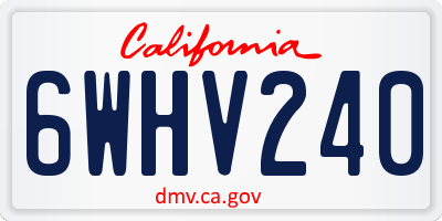 CA license plate 6WHV240