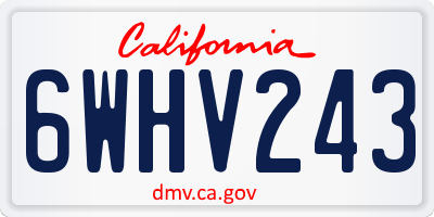 CA license plate 6WHV243