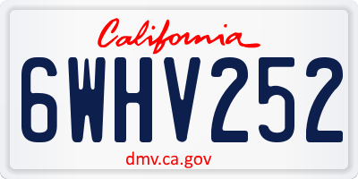 CA license plate 6WHV252
