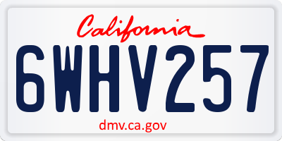 CA license plate 6WHV257