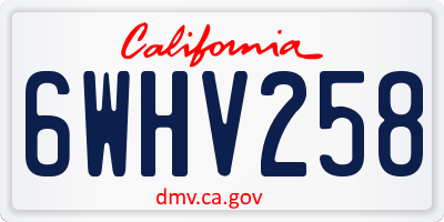 CA license plate 6WHV258