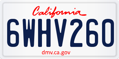 CA license plate 6WHV260