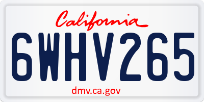 CA license plate 6WHV265