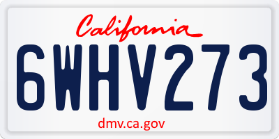 CA license plate 6WHV273