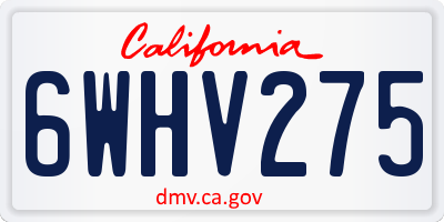 CA license plate 6WHV275